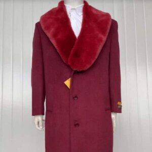 Mens Overcoat - Topcoat For Men - Winter Fabric - Mens Cashmere Blend Burgundy C